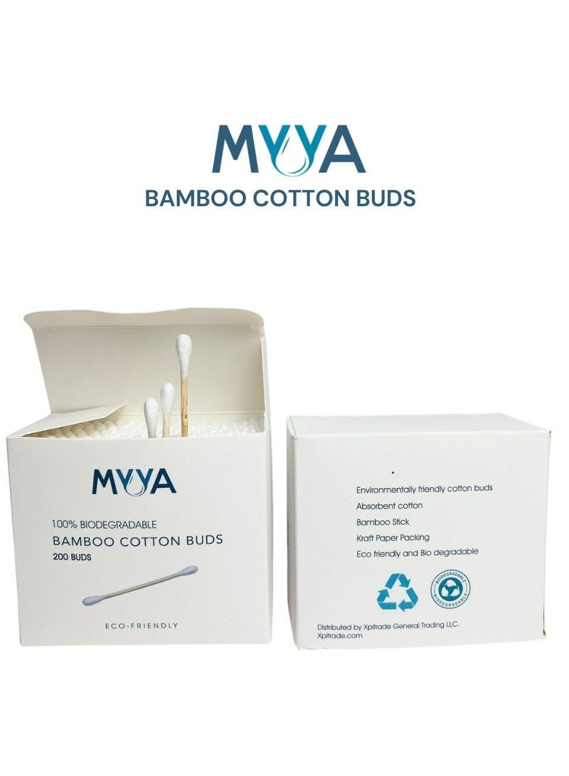 Myya Bamboo Cotton Earbuds |200 pcs | Cotton Buds suitable for Adults and Babies | Multipurpose Dual tip cotton buds with sustainable bamboo stick. - Image 3